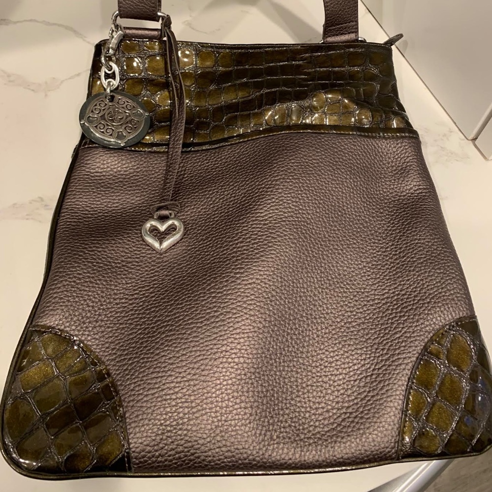 Brighton shoulder/cross body bag, brown/khaki leather, classic Brighton hardware